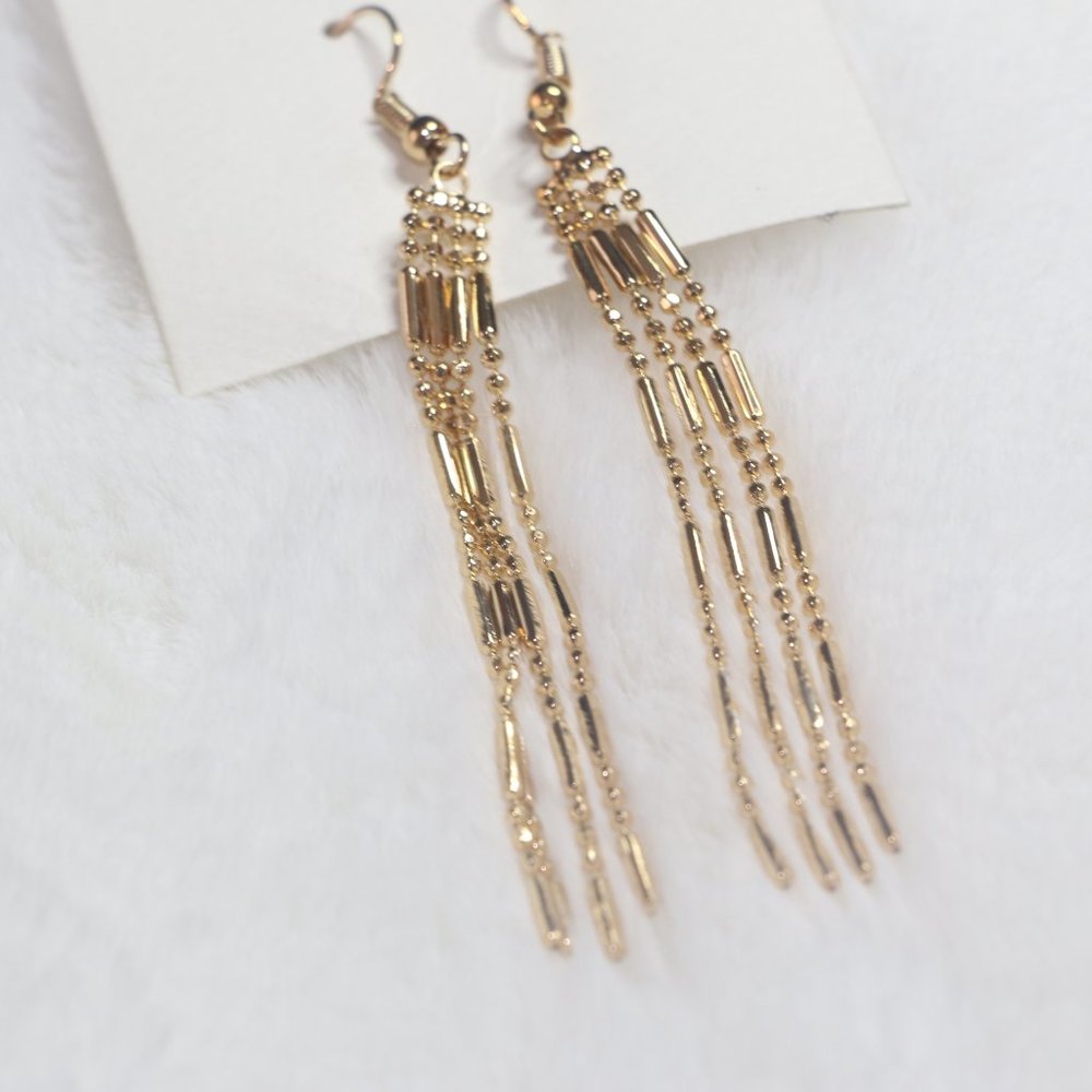 Long Tassel Alloy Hook Earrings